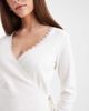 Miss Selfridge Miss Selfridge pointelle wrap top in cream-White - 3
