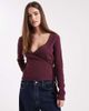 Miss Selfridge Miss Selfridge pointelle wrap top in plum-Purple - 1