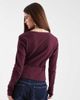 Miss Selfridge Miss Selfridge pointelle wrap top in plum-Purple - 3