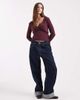Miss Selfridge Miss Selfridge pointelle wrap top in plum-Purple - 4