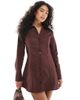 Miss Selfridge Miss Selfridge poplin fitted shirt dress in chocolate-Brown - 1