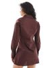 Miss Selfridge Miss Selfridge poplin fitted shirt dress in chocolate-Brown - 3