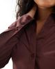 Miss Selfridge Miss Selfridge poplin fitted shirt dress in chocolate-Brown - 4