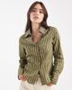 Miss Selfridge Miss Selfridge poplin fitted shirt in olive stripe-Green - 1