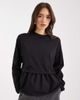 Miss Selfridge Miss Selfridge poplin mix ruffle hem T-shirt-Black - 1