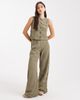 Miss Selfridge Miss Selfridge premium rib knit wide leg pants in stripes-Multi - 1