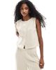 Miss Selfridge Miss Selfridge premium soft rib vest in ivory - part of a set-Brown - 1
