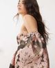 Miss Selfridge Miss Selfridge puff sleeve bardot dress in jacquard print-Multi - 3