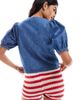 Miss Selfridge Miss Selfridge puff sleeve denim top in mid blue - 2