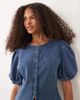 Miss Selfridge Miss Selfridge puff sleeve denim top in mid blue wash - part of a set - 1
