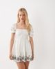 Miss Selfridge Miss Selfridge puff sleeve milkmaid mini dress with embroidery in cream-White - 1
