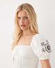 Miss Selfridge Miss Selfridge puff sleeve milkmaid mini dress with embroidery in cream-White - 2