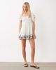 Miss Selfridge Miss Selfridge puff sleeve milkmaid mini dress with embroidery in cream-White - 4