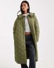 Miss Selfridge Miss Selfridge quilted liner maxi coat in khaki green - 1