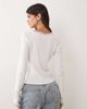 Miss Selfridge Miss Selfridge rib knit lace button up long sleeve top in cream-WHITE - 3