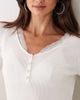 Miss Selfridge Miss Selfridge rib knit lace button up long sleeve top in cream-WHITE - 4