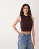 Miss Selfridge Miss Selfridge rib knit open back sleeveless top in chocolate-Brown - 2