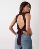 Miss Selfridge Miss Selfridge rib knit open back sleeveless top in chocolate-Brown - 4