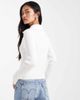 Miss Selfridge Miss Selfridge rib knit zip detail collared cardigan in cream-White - 4