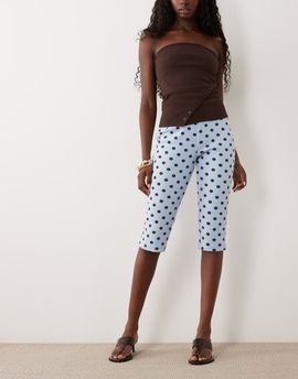 Miss Selfridge Miss Selfridge ribbed capri pants in blue polka dot - part of a set