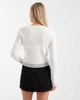 Miss Selfridge Miss Selfridge ribbed cardigan with lace detail in cream-Black - 3