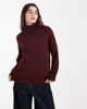 Miss Selfridge Miss Selfridge roll neck split hem sweater in plum-Red - 1