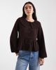 Miss Selfridge Miss Selfridge ruffle collar peplum hem cardigan in plum-No color - 1