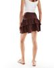 Miss Selfridge Miss Selfridge ruffle detail embroidered skort in chocolate-Brown - 2
