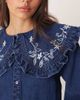Miss Selfridge Miss Selfridge ruffle embroidered collar denim shirt in indigo-Navy - 3