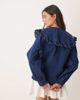 Miss Selfridge Miss Selfridge ruffle embroidered collar denim shirt in indigo-Navy - 4