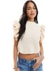Miss Selfridge Miss Selfridge ruffle knit tank in cream-White - 1