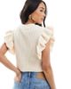 Miss Selfridge Miss Selfridge ruffle knit tank in cream-White - 3