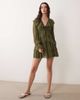 Miss Selfridge Miss Selfridge ruffle trim tie front chiffon dress in olive-Purple - 2