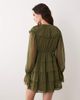 Miss Selfridge Miss Selfridge ruffle trim tie front chiffon dress in olive-Purple - 3