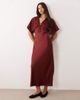 Miss Selfridge Miss Selfridge satin and lace batwing maxi dress in wine-No color - 1