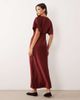 Miss Selfridge Miss Selfridge satin and lace batwing maxi dress in wine-No color - 3