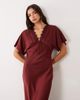 Miss Selfridge Miss Selfridge satin and lace batwing maxi dress in wine-No color - 4