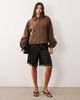Miss Selfridge Miss Selfridge satin and lace bermuda short in black - 1