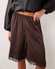 Miss Selfridge Miss Selfridge satin and lace bermuda short in chocolate-No color - 3