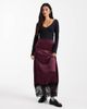 Miss Selfridge Miss Selfridge satin and lace bias maxi skirt in fig-Purple - 2