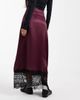 Miss Selfridge Miss Selfridge satin and lace bias maxi skirt in fig-Purple - 4