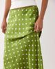 Miss Selfridge Miss Selfridge satin bias maxi skirt in green polka dot print - 3