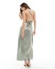 Miss Selfridge Miss Selfridge satin cami maxi dress in green metallic-Neutral - 3