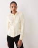 Miss Selfridge Miss Selfridge satin fitted shirt with shoulder pads-White - 1