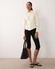 Miss Selfridge Miss Selfridge satin fitted shirt with shoulder pads-White - 3
