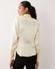 Miss Selfridge Miss Selfridge satin fitted shirt with shoulder pads-White - 4