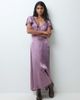Miss Selfridge Miss Selfridge satin lace midi tea dress in grape-PURPLE - 1