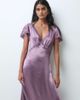 Miss Selfridge Miss Selfridge satin lace midi tea dress in grape-PURPLE - 2