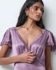 Miss Selfridge Miss Selfridge satin lace midi tea dress in grape-PURPLE - 3