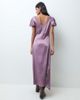 Miss Selfridge Miss Selfridge satin lace midi tea dress in grape-PURPLE - 4